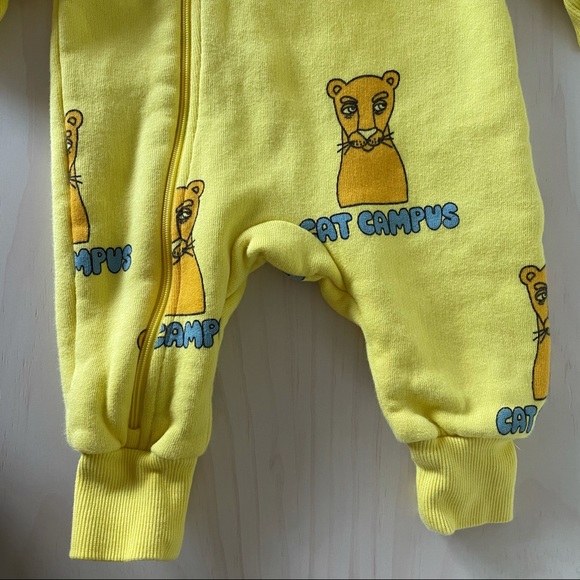 Mini Rodini Cat Campus Zipper Fleece Onesie - Picture 3 of 5